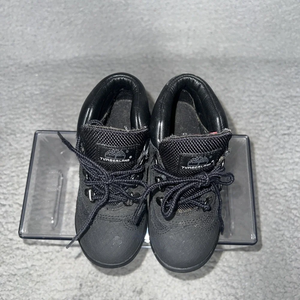 Timberland Field Boots Toddler Sz 9 Black Helcor Leather Scuffproof Hiking Shoes